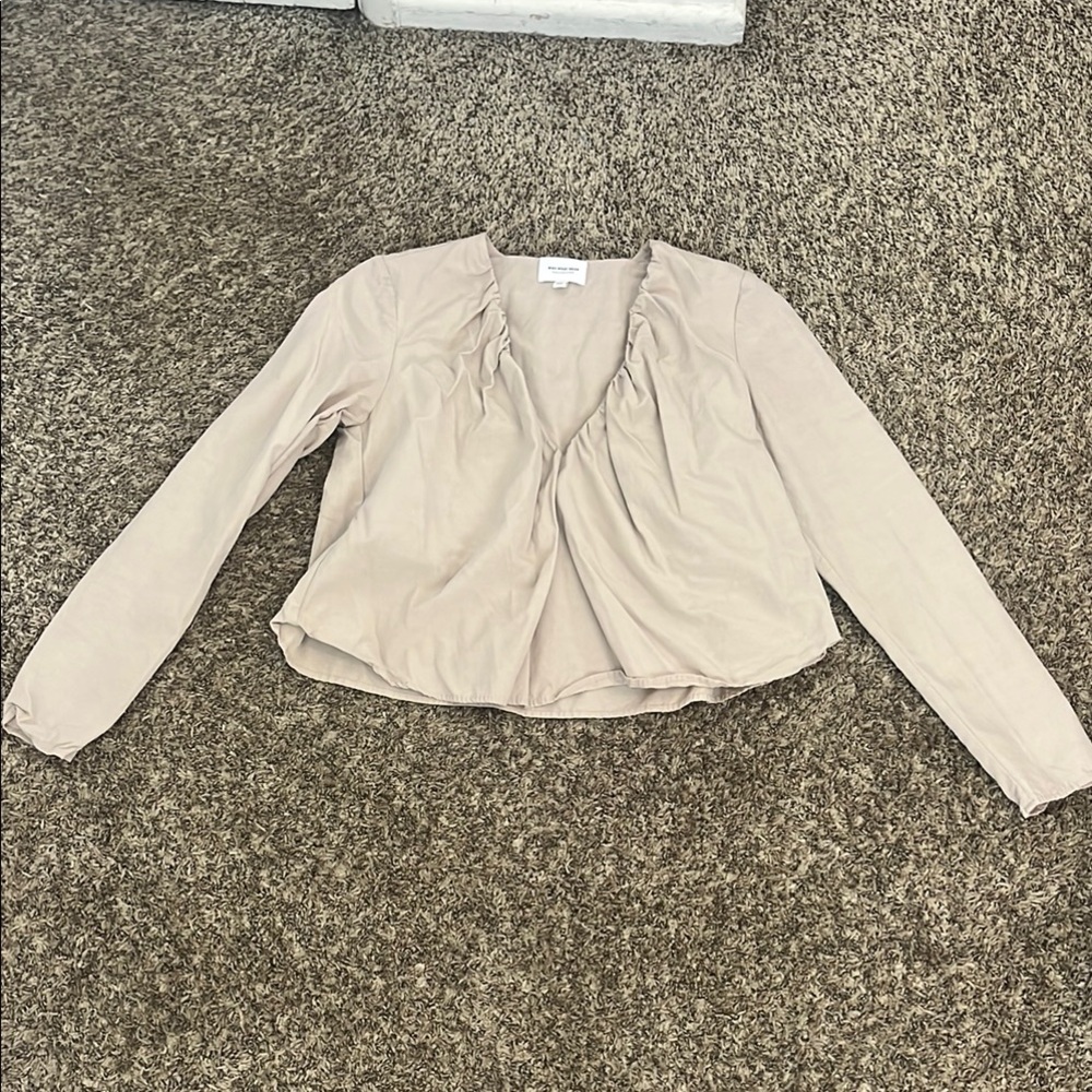 Who What Wear White Wrap Blouse Long Sleeve